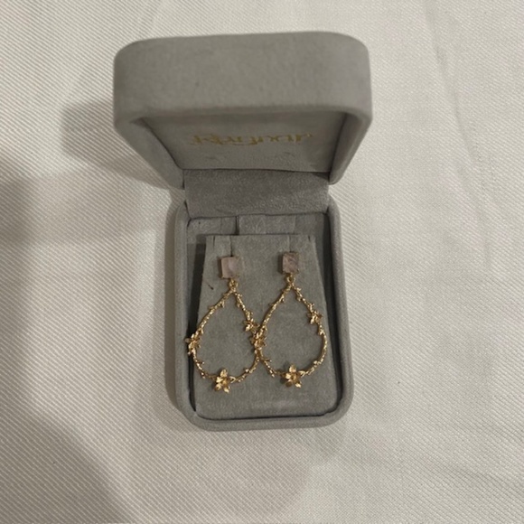 Isabela Statement Gold Plated Rose Quartz Dangle Earrings - Picture 1 of 4